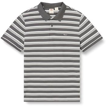 Levi's Men's Slim Housemark Polo Shirt, Fine Lines Dark Shadow Striped, S