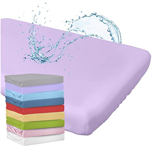 WhizProducts Sábana bajera ajustable con protector de colchón integrado, 60 x 120 cm (lila) para cuna