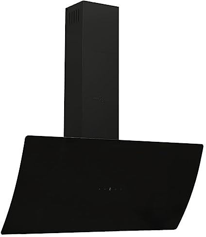 vidaXL Campana Extractora de Pared Cocina Soporte Ventilador Lámpara LED Forma Inclinada Fácil de Limpiar Acero Vidrio Templado Negro 90 cm