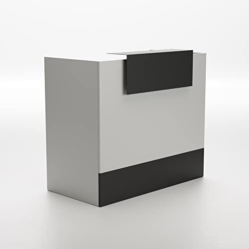 Designtisch für Empfang, Büro, Friseur, Geschäft usw. Schreibtischmöbel für den Empfang in verschiedenen Größen, Farbe Grau+Graphit - Ofiturie (1600 mm)