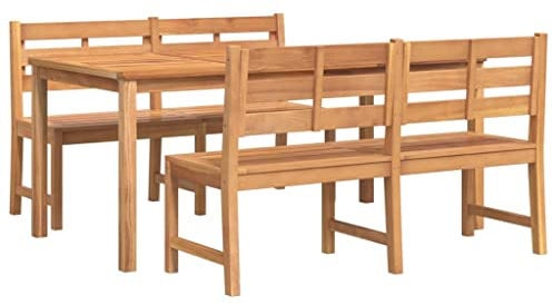 vidaXL Gartenmöbel 3-TLG. Tisch Bank Gartengarnitur Sitzgruppe Gartenset Sitzgarnitur Gartentisch Esstisch Gartenbank Massivholz Teak