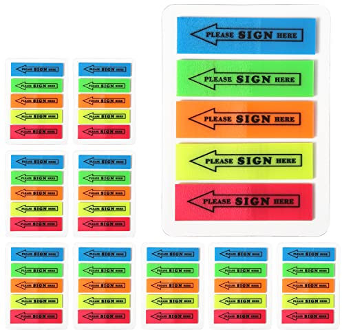 1000 Stück Index Tabs Bitte Unterschreiben Sie Hier, Wiederverwendbar Pfeil Tabs Farbige Tabs Datums-Tabs für Planer Tape Flags Sign Here Easy to Post für Notarbücher Papier (5 Farben)