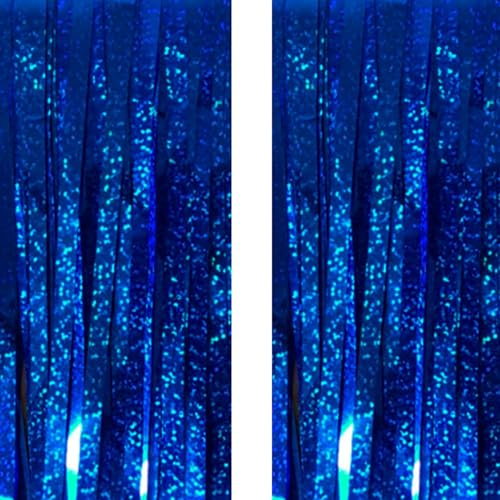 DunkelBlau Backdrop Streamers AILEXI 2 Pack 1M*2.5M Metallic Tinsel Folie Fringe Vorhänge für Photobooth Party Dekor