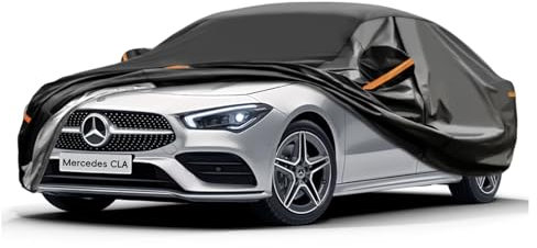 Telo Copriauto da Esterno GUNHYI, 7 Strati Copertura Auto Impermeabile e Traspirante, Anti-vento e Antipolvere per Benz CLA, Passat, 3 Serie, Fiat Tipo con Cerniera e in Cotone Adatto(450 a 470 cm) 3L
