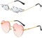 YouYuer 2PCS Flammen Sonnenbrille Randlos Welle Sonnenbrille Mode Retro Punk-Stil Party Brille Metall Brillenfassungen Unisex Flammenförmige Sonnenbrillen Persönlichkeit Retro Sunglasses