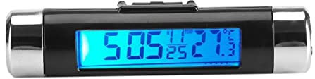 TOPINCN Auto Digital Thermometer Uhr LCD Hintergrundbeleuchtung, Thermometer Automotive Digital Backlight Clock Monitor Clip on Truck Car (Blauer Hintergrund)