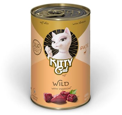 KITTY Cat Paté Wild, 6 x 400 g, Nassfutter für Katzen, getreidefreies Katzenfutter mit Taurin, Lachsöl und Grünlippmuschel, Alleinfuttermittel mit hohem Fleischanteil, Made in Germany