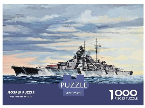 1000 Teile deutsches Schlachtschiff Bismarck-Puzzle für Erwachsene und Kinder, kreatives rechteckiges Puzzle, Holzpuzzle, lustiges Lernspielzeug, 1000 Teile (75 x 50 cm)