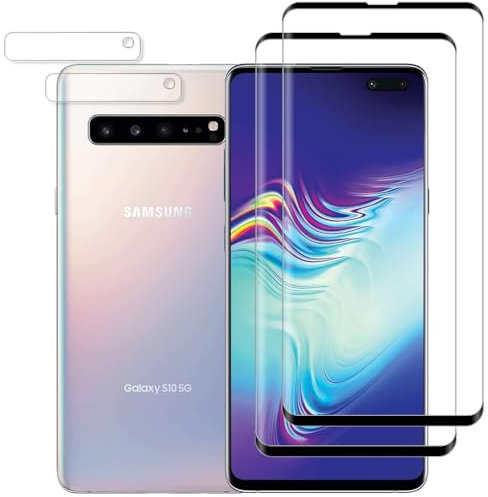 Vuciya Lot de 2 Verre Trempé pour Samsung Galaxy S10 5G Protection Écran Lot de 2 Protecteur d''Objectif de Caméra 9H Dureté Vitre Film Résistant aux Rayures pour Samsung Galaxy S10 5G