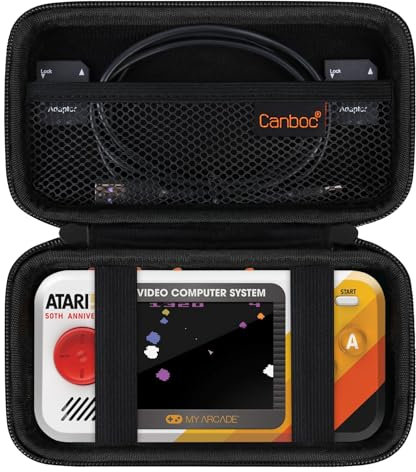 Canboc Étui Rigide et Portable Compatible rg35xx H Retro Console de Jeu Portable, étui de Rangement pour Console de Jeu vidéo, Poche Mesh pour câble, Carte SD, Noir