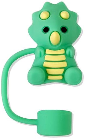 Jinshining Green Dinosaur Straw Cap Straw Cover for Stanley Cup,Silicone Straw Covers Cap for Stanley Cup Accessories, Topper for Tumblers, Straw Cap Stopper for Reusable Straws Tip Lids (DM360), 1
