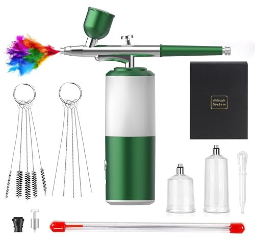 Aerografo Set, 7.4V 34PSI Compressore portatile cordless Kit multifunzione Aerografo con compressore per make-up, decorazione di torte, modelli di colorazione, nail art, tatuaggio