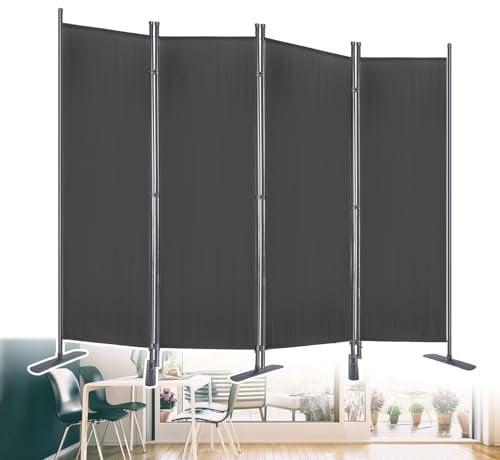 JOIEYOU Paravent Outdoor Sichtschutz Trennwand 4 Teilig 225x180cm Raumtrenner mit Flache Füße Anti-UV Wetterfest Raumteiler Garten für Büros Balkon, Anthrazit