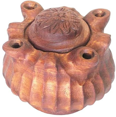 Italian Food Direct Coppa dell'amicizia valdostana con 4 Becchi in legno di mogano diam. 10cm con ricetta, trattata e pronta per preparare il caffè alla valdostana grolla