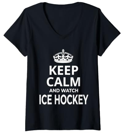 Damen Eishockeyspieler / Keep Calm And Watch Ice Hockey! T-Shirt mit V-Ausschnitt