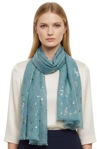 GFM Damen Schal mit Musiknoten in Roségold Noten Print für Frühling und Sommer
