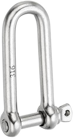 PATIKIL Manille à Goupille à Vis 10mm 3/8 1764Lb, 316 Acier Inoxydable Forgé Longue Manille D Qualité Marine pour Chaînes Câble Métallique en Plein Air, Argenté