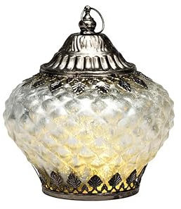 Laterne LED batteriebetrieben, (Batterien nicht enthalten) Glas Windlicht orientalisch champagnerfarben