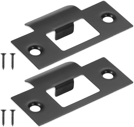 PATIKIL Door Strike Plate 2-3/4x1-9/16,2Pcs Universal Latch Strike Plate Security T Strike Stainless Steel Deadbolt Strike Plate with Screws for Interior & Exterior Doors,Black