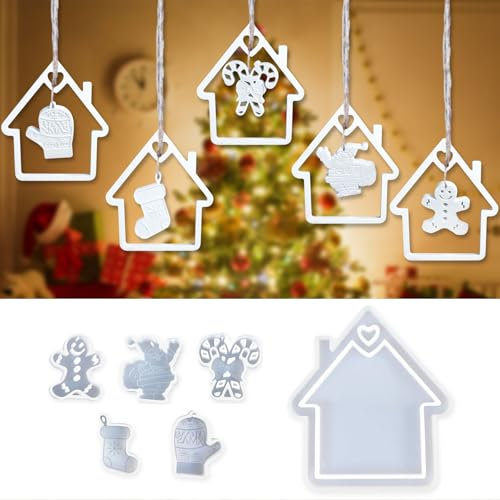Silikonform Weihnachten, Gipsformen Zum Gießen Weihnachten, Silikonformen Gießformen Weihnachtsmann Lebkuchen Mann Weihnachtssocken für Weihnachtsdekorationen (Weihnachten)