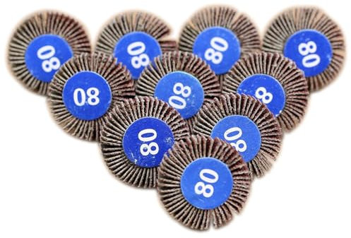 BODYA 10Pcs 32mm Sanding Sandpaper Flap Wheel Disc 80# Grit for Dremel Shank Rotary Tools