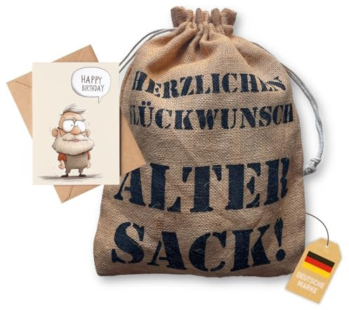 Geschenkbeutel Alter Sack Herzlichen Glückwunsch | Geburtstagsgeschenk für Mann/Männer 30/40/50/60 | Witzig/Lustig | Geschenkidee | inkl. Geburtstagskarte - (40x30 cm)
