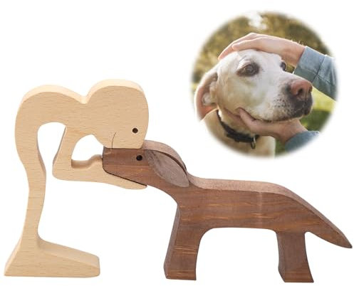HENGBIRD Handgefertigte Holzschnitzerei für Hunde Geschenk für Hunde Holz Geschenke Hund für Hundeliebhaber Hundefigur Personalisierte Geschenke Hund Geeignet für Schlafzimmer, Wohnzimmer, BüRo