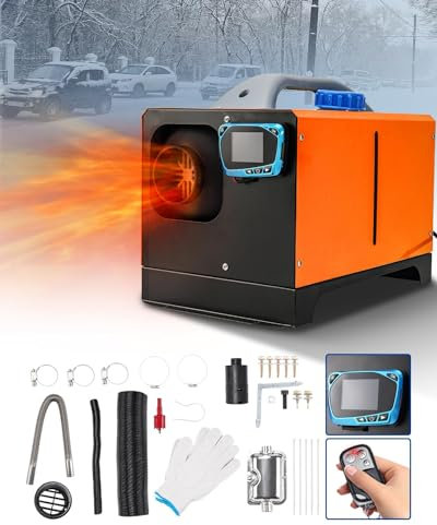 Riscaldatore d'aria diesel 8KW 12V Riscaldamento rapido Riscaldatore diesel tutto in uno con silenziatore Display LCD remoto, riscaldamento notturno portatile a gasolio silenzioso per camper, auto,