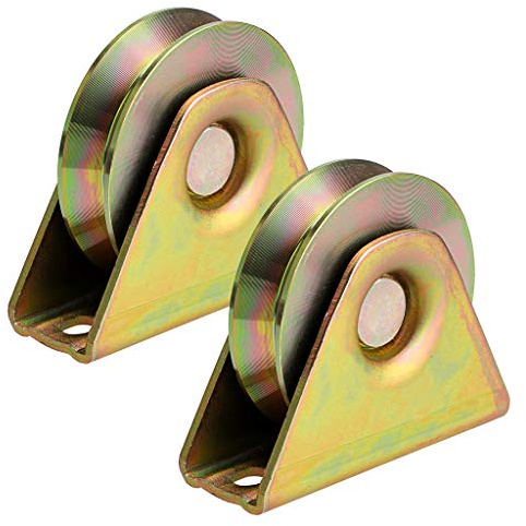 Skelang 2 Piezas Ruedas de Puerta Corredera, Ruedas de Ranura en V de 78 mm, Ruedas Rígidas y Resistente con Soporte para Carril en V, Puerta Corredera, Máquina Industrial, Puerta Pesada