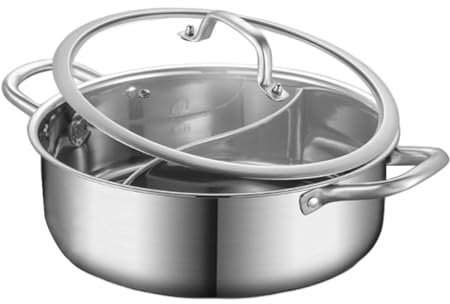 Fenteer Olla Caliente Divisora ​​Shabu Shabu, Olla China de Doble Cara, Utensilios de Cocina Portátiles Multiusos para Sopa, Hogar, Restaurante, Fiesta, 30cm