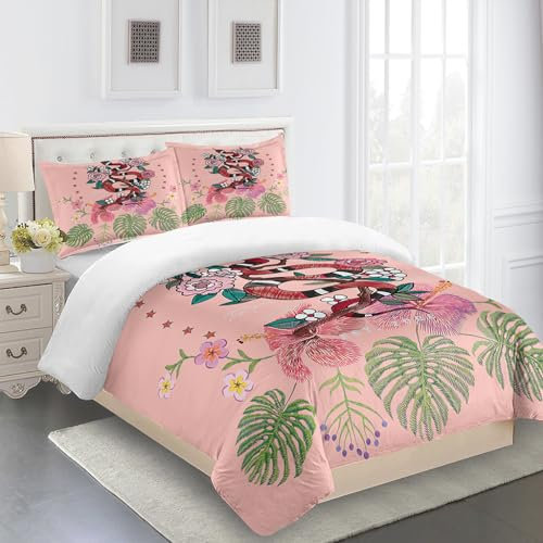 Bettwäsche 200X200 Winter Rosa, Grün, Lila Bettbezug Super Weich, Bettwasche Set Mikrofaser,Bettdeckenbezug Mit Reißverschluss Und 2X80X80Cm Kissenbezüge
