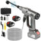 Nettoyeur Haute Pression sans Fil, 21V Max 200 Bar Nettoyeur Haute Pression avec Batterie de 3,0Ah, Press & Clean Pistolet de Lavage avec écran LCD de Puissance et 3 Vitesses (Argent avec 2 Batterie)