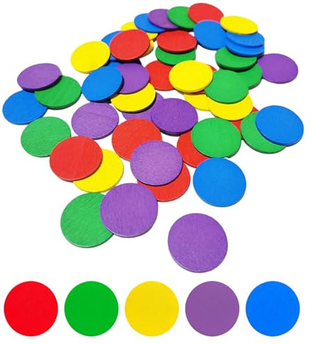 100 Stücke runde Holzscheiben, 1 Zoll DIY Bunte Holzrunden Numeration Zählung Holzringe für Kinder DIY Crafts Arts Projects
