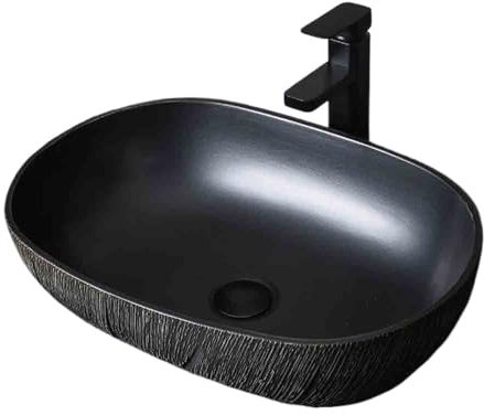 Vessel Vanidad Fregadero Lavabo de pedestal individual, lavabo ovalado, baño doméstico con accesorios Encimera moderna