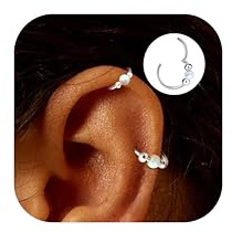 Diamday 2 Stück Helix Piercings Conch Piercing Piercing Ohr Chirurgenstahl Nasenpiercing Gold Silber Helix Knorpel Creolen Ohrringe Septum Tragus Rook Daith Rook Lip Piercings Set 16G/18G/20G 8/10MM