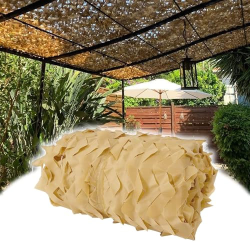 UUDQCD Filet De Camouflage Sable, Toile Ombrage Exterieur Camouflage Pergola, Voile D'ombrage 3x3, Tissus Pare-Soleil pour Patio Jardin