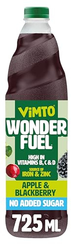 Vimto Wonderfuel Squash – No Added Sugar – Vitamins B, C & D – Iron & Zinc – 725ml – Breakfast Functional Drink – Apple & Blackberry
