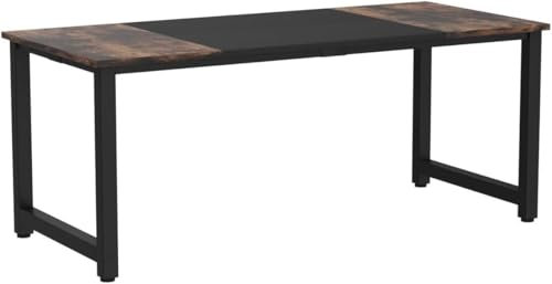 Estiliza Escritorio industrial para computadora de 180 x 80 x 75 cm, mesa grande para estación de trabajo, escritorio de oficina y juegos, mesa de comedor con marco de metal resistente