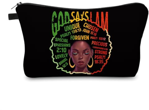 African American Makeup Bag for Purse Afro Black Cosmetic Bags for Women Inspirational Gift Small Funny Cosmetics Pouch Travel Bag Cases for Toiletries Accessories Organizer, Afro -72464, Toiletry Bag