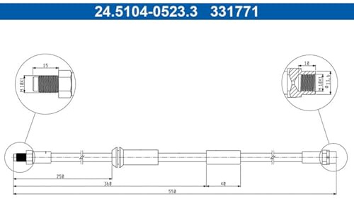 ATE Brake Hose Front Axle Suitable for Mini Mini | 24.5104-0523.3