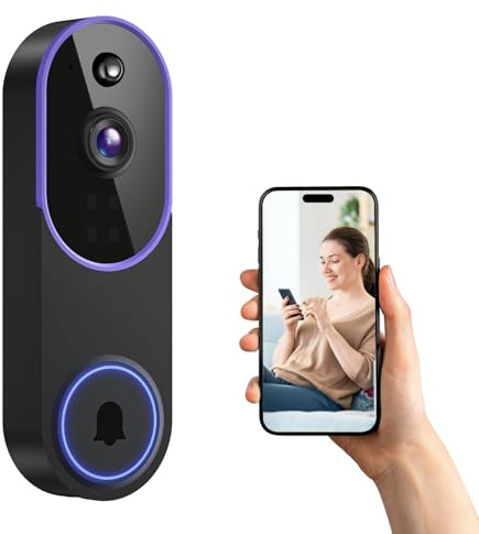 Lunelyx Wireless Video Doorbell with AI Human Detection, 2-Way Audio, HD Night Vision, AES-128 Cloud Storage, Real-Time Alerts, Smart Home Protection