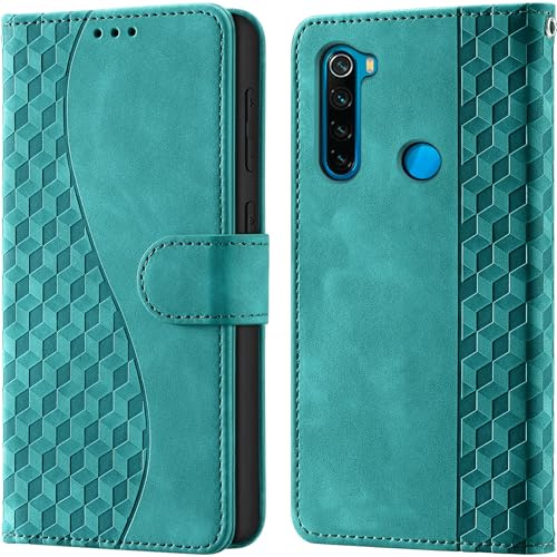 CaseGla Funda para Xiaomi Redmi Note 8 Tipo Cartera Turquesa | Bloqueo RFID, 3 ranuras tarjetas, 1 bolsillo billetes, Cierre magnético, Función soporte, robusta funda para Redmi Note 8