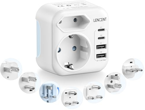 Reiseadapter Weltweit, Typ A/B/D/G/I/L/M Universal Reisestecker mit 2 USB C | Internationale steckdosenadapter für UK Irland USA Kanada Japan Südafrika Malediven Sri Lanka Tansania Sansibar Namibia