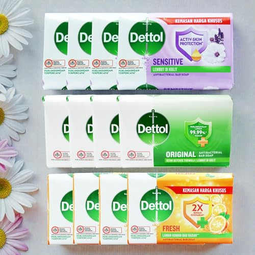 Dettol Antibacterial Soap -12 x100g, Choose Your Pack Option (ORIGINAL, SENSITIVE & FRESH)