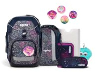 ergobag Schulranzen-Set Pack Set Bundle Bärlaxy - Lila | Ergonomischer Schulrucksack flexibel, 7-teiliges Set für die 1. Klasse Grundschule, für Mädchen und Jungen, AW25/26