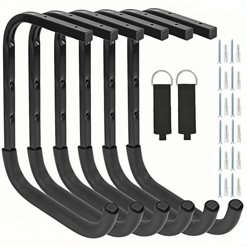 Locawaya Überkopf-Garagen-Aufbewahrungsregal, robuste Decken-Aufbewahrungshaken, Utility-Aufhänger für Holz, Leiter, Fahrrad und andere sperrige Gegenstände (6, 37 cm)