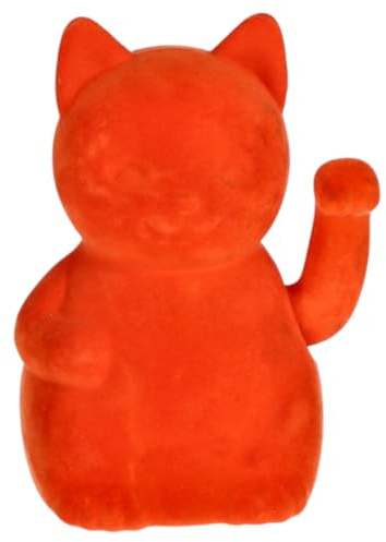 MIJOMA Winkefigur Dekofigur mit Flock-Beschichtung – Farbige Wackelhand-Figur mit Bewegung – Dekoratives Wohnaccessoire für modernes Interior Design (Orange, Winkekatze - 17cm)