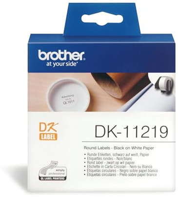 Brother DK11219 Runde Etikettenrolle weiss 1200Stk/Roll 12mm Durchmesser für QL-500 QL-550