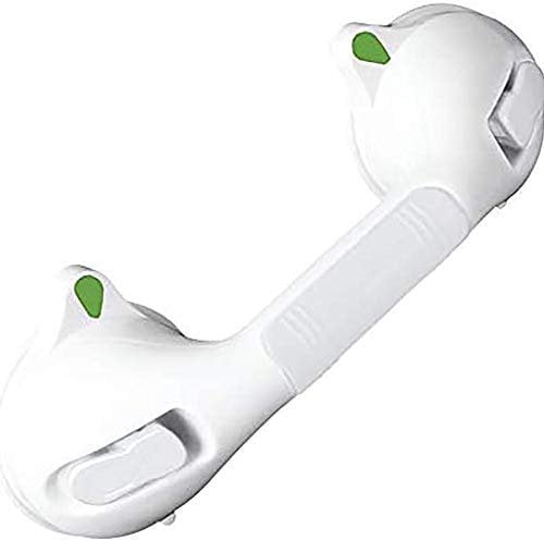 WENKO Wandgriff Secura 29 cm lang, Sauggriff mit Ampelfunktion, für sicheren Halt in Dusche, Badewanne und Toilette, stabiler Haltegriff mit Saugnäpfen zum Ansaugen, Kunststoff, 29 x 11,5 x 8,5 cm, Weiß
