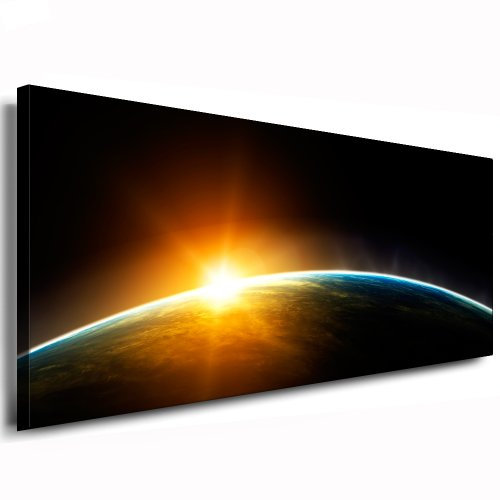 Kunstdruck Sonnenuntergang Im Weltraum/Bild 120x50cm / Leinwandbild fertig auf Keilrahmen/Leinwandbilder, Wandbilder, Poster, Pop Art Gemälde, Kunst - Deko Bilder